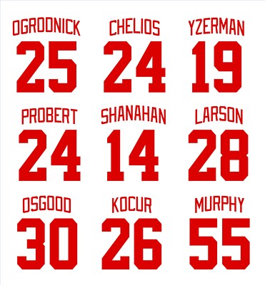Detroit Red Wings STICKER DECAL Yzerman Shanahan Ogrodnick Larson Probert Kocur