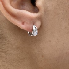 0.8ct Pear Cut VS-VVS Lab Grown Diamond Huggie Earrings Certified 950 Platinum