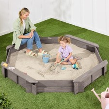 Large Outdoor Octagon Wooden Sand Box for Kids, Sandbox with Cover, 4 Reinforced