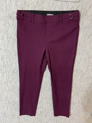 Maurices Purple Gold Buckle Ponte Pull On Skinny Dress Pants Size Medium