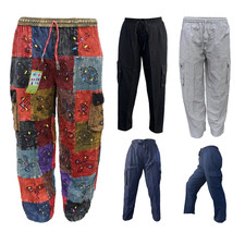 Pantaloni harem da uomo pantaloni cargo hippie OM patchwork cotone boho yoga unisex hippy