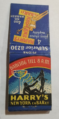 RARE Lion Feature Girlie Schlitz Harry's New York Cabaret Wabash Matchbook  MBF