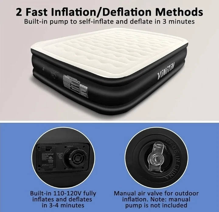 Air Mattress Queen w/ Built in Pump, 18" Elevated Inflatable Blow Up Mattress.W1 - Image 2 of 4