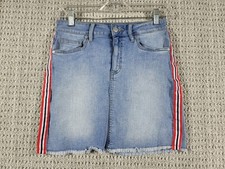 Guess Cora Racer Stripe Denim Mini Skirt Womens Sz Small Blue Stretch