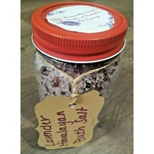 Homemade Lavender Rose Petal Himalayan Bath Salt Soak Black  White 16 oz