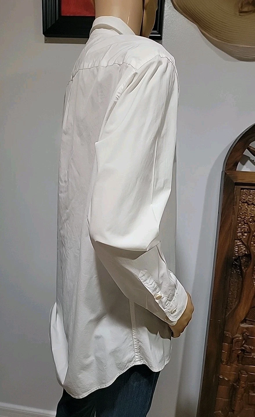 Bottega Veneta Camicia Uomo 46 XL Bianco Opaco Cravatte Spalle Bottoni LL #C