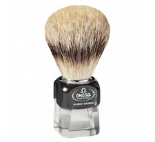 OMEGA Pure Badger Hair Shaving Brush 632 Transparent Black Resin Handle M/S