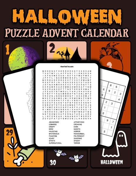 Halloween Puzzle Buch: 30 Tage Wortsuche, Sudoku & Labyrinthe FüR Halloween-image