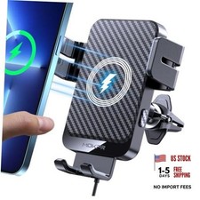 Wireless Car Charger 15W Fast Charging Auto-Clamping Air Vent Phone Mount Black