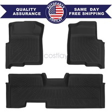 2 Row Tpe Floor Mats Liners For 2011 2012 2013 2014 Ford F-150 Supercab Black