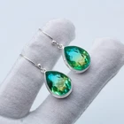 Bi-Color Tourmaline Gemstone Handmade 925 Sterling Silver Jewelry Earring Gift