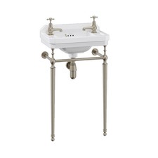 Burlington Edwardian 51cm Cloakroom Basin & Brushed Nickel Washstand