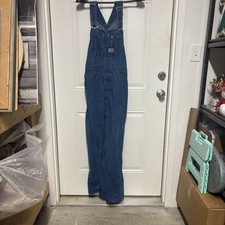 Vtg 90s Big Smith Men  s Button Fly Carpenter Bib Overalls Size Waist 38 Inseam30