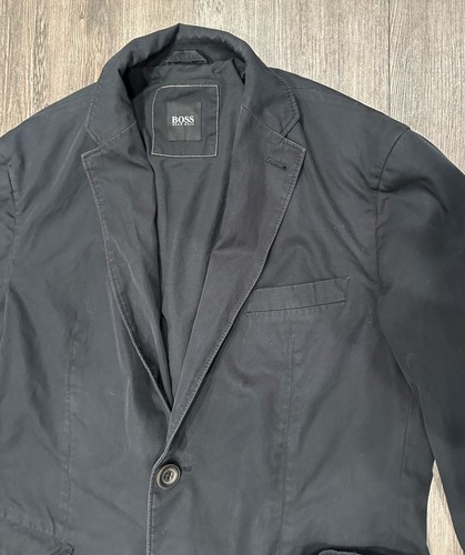 Hugo Boss Blazer Men’s 100%Cotton Órganic Sport Coat Light Denim Look Black 42R - Picture 8 of 19