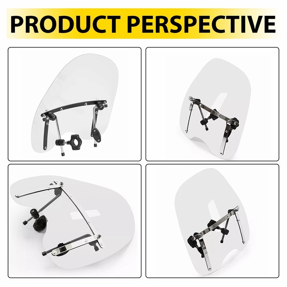 Parabrisas transparente grande 19"x 17" para Honda Magna Shadow Harley Yamaha Kawasaki Foto 2 de 4