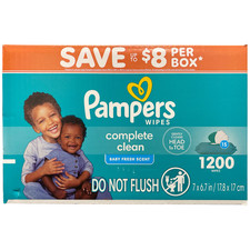 Pampers, Complete Clean Baby Wipes, Baby Fresh Scent, 15 pk., 1200 Wipes
