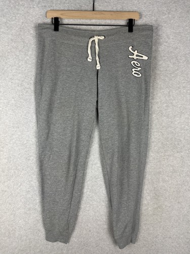Aeropostale Sweatpants Womens Medium Gray Fleece Joggers Lounge Drawstring Aero