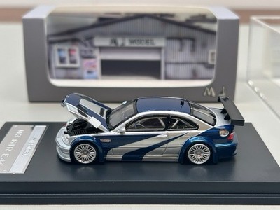 MJ Model 1/64 BMW M3 GTR E46 Need For Speed Blue Open Bonnet NEW UK STOCK