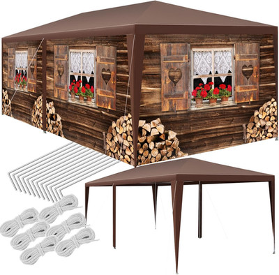 Tectake  Garten Oder Festival Pavillon, Zelt, Almchalet 3D Design, Mit 6 Seitent