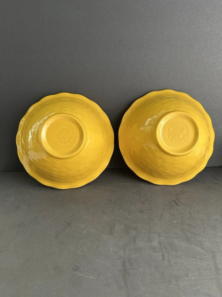 Beautiful Yellow Melamine Cereal Bowl With Scalloped Edges Set Of 2 - Image 3 of 4
