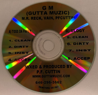 MR. RECK, VAIN, PFCUTTIN - Toss Da Paper / Ulogy - Gutta Muzic - 2005 promo CD-R