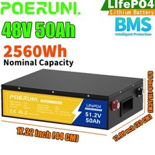 48V 50Ah LiFePO4 Lithium Battery 2560Wh Deep Cycles Built-in BMS For Golf Carts