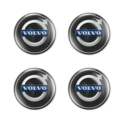 Volvo Glossy Gel Epoxy Cover Stickers Decals Rim Badge Center Caps 15-100mm 4pcs