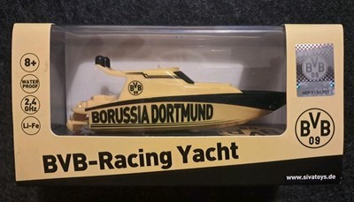 BVB Racing Yacht RC Boot Borussia Dortmund Speedboat Neu OVP 1:50 Modell