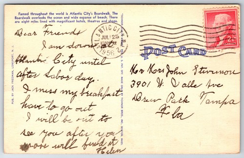 Bird's Eye View Looking East Atlantic City New Jersey NJ Linen Postcard ...
