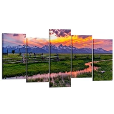 KREATIVE ARTS - 5 Pieces Grand Teton National Park USA Landscape Wall Art Can...