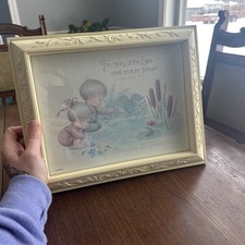 Vtg Homco DBGCI Resin Framed Picture Psalm 104:31 Children Nursery Decor