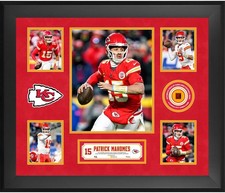 Patrick Mahomes Chiefs Framed 20" x 24" 5-Photo Collage w/Piece GU Ball - LE 500
