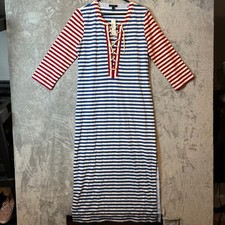 J.CREW Sammie Striped Baltic Ro Lace Up Dress Medium Patriotic Blue Red New