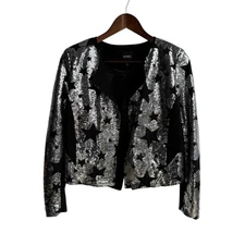 XOXO sparkly jacket blazer for women  Sz XS long sleeve open short lined H-1