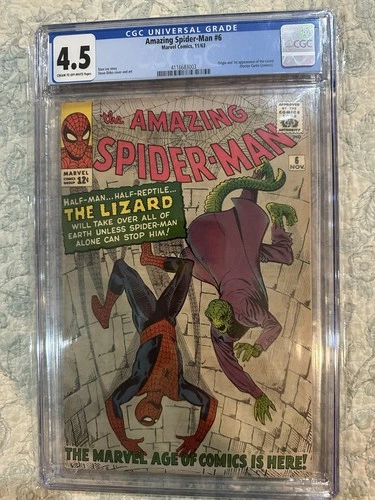 AMAZING SPIDER-MAN 6 CGC 4.5 Marvel Silver Age Lizard High Grade