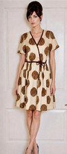 Vintage 60s Polka Dot Wrap Dress V-Neck Short Sleeve Tie Belted Knee S/M