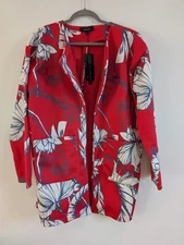 Lost Ink - From House Of Fraser Open Front Long Blazer Jacket UK Size XL Red