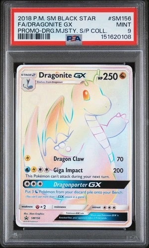 2018 POKEMON SM BLACK STAR PROMO #SM156 FULL ART/DRAGONITE GX PSA 9