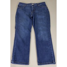 Lee Women Jeans Women's 16 Short Relaxed Fit Straight Leg High Rise Blue Denim