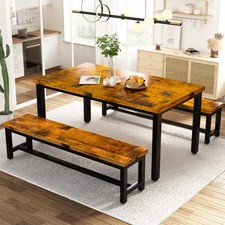 AWQM Juego de Mesa de Comedor con 2 Bancos, Ideal para Hogar - Industrial Marrón