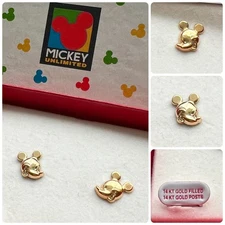 VINTAGE Disney Mickey Mouse 14K Gold Earrings Kreisler Jewelry NEW Gift Box 70s