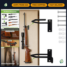 Adjustable Wall Mount Gun Rack for Rifles  Shotguns, Heavy Duty Steel Storage H