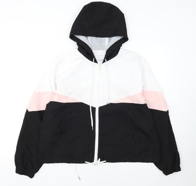 Angel Kiss Windbreaker Jacke Damen schwarz pink weiß mit Kapuze L