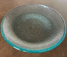 Rare Fire & And  Light 8” Aqua Recycled Glass Salad Plate