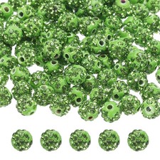50pcs 8mm Green Rhinestone Polymer Fancy Beads for DIY Jewelry Making