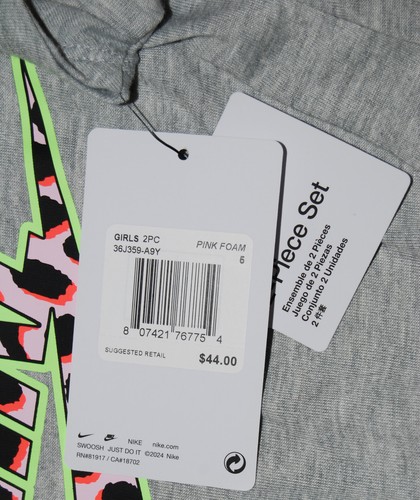NWT Nike Little Girls Pink Foam Leopard Print 2pc SS Legging Set sz 4 5 - Picture 16 of 16