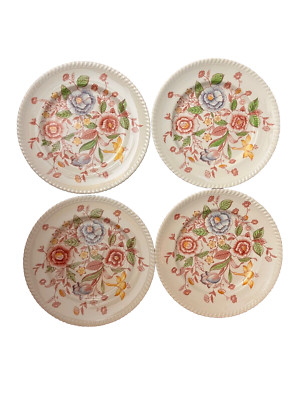 Lot of 4 English Bouquet 9 7/8  Luncheon Plate Johnson Brothers Vintage