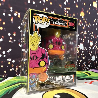 Captain Marvel Blacklight Glow Funko POP! Avengers Endgame #908 Special  Edition