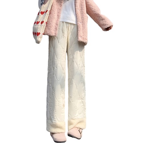 Winter warme weites Bein Polarfleece Spleißhose gesteppt gerade Hose Damen - Bild 6 von 30