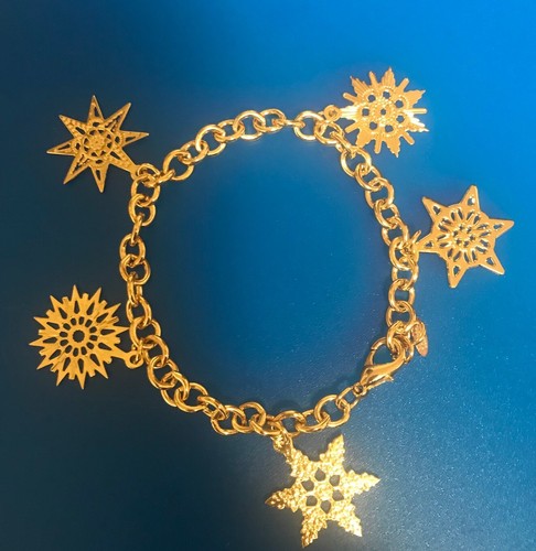 MMA Museum of Art signed gold plated snowflake charm bracelet 7.5 “ - Bild 5 von 9